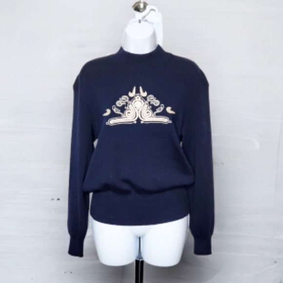 Bogner Sweaters - Bogner embroidered wool blend sweater